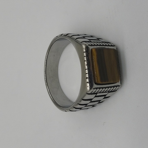 948- Tiger Eye Natural Gemstone Handmade Men's Ring Size 10.5 NWT - Picture 3 of 7